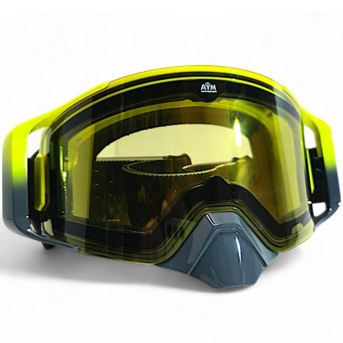 AiM Очки снегоходные с магнитной линзой и подогревом (PRO) 31-108 Accu Heated Yellow-Grey Glossy в Москве